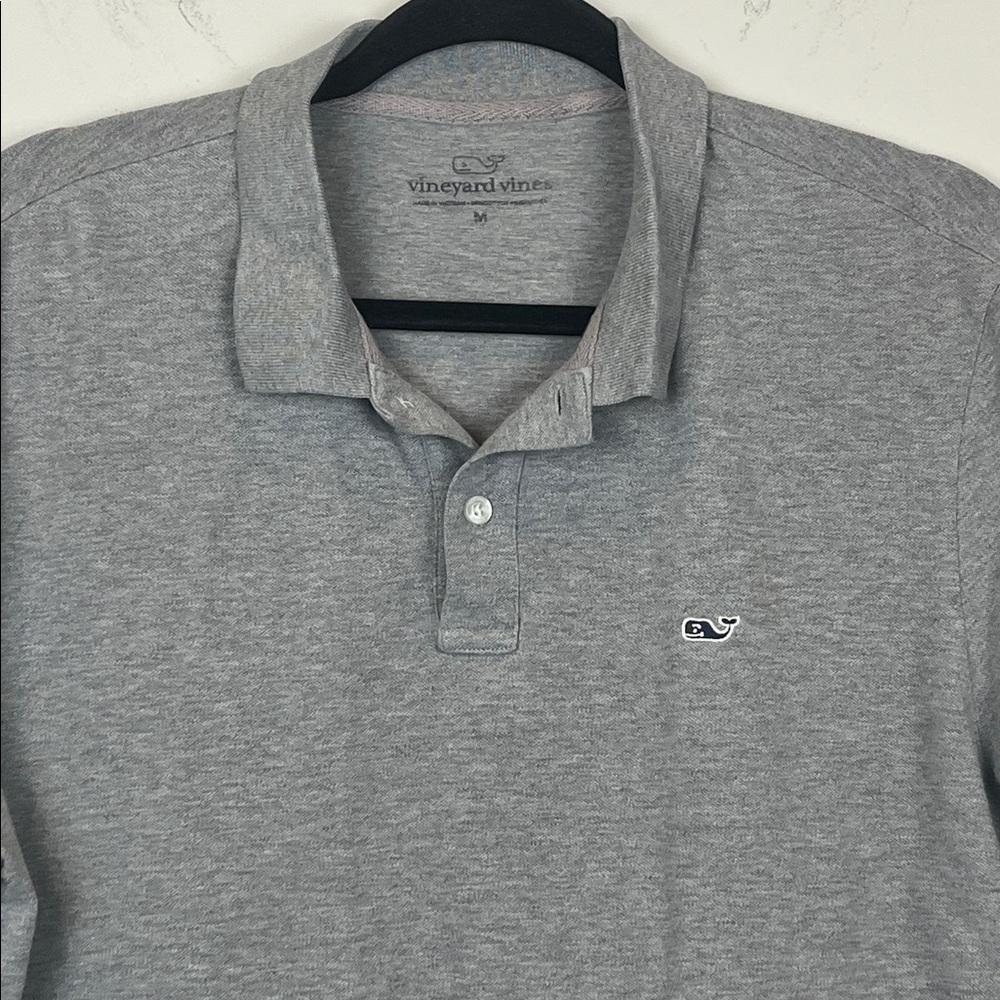 Vineyard Vines Classic Gray Polo Shirt Blue Whale Men's Medium